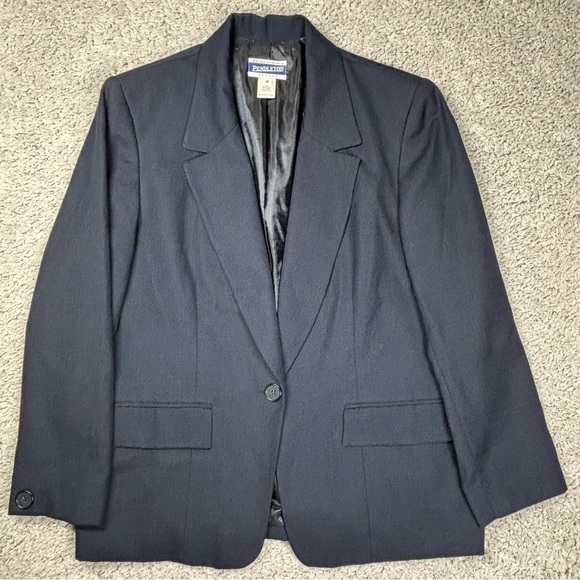 Pendleton Jacket Womens 10 Vintage 90s Linen Blazer Shoulder Pads Professional - Picture 1 of 3